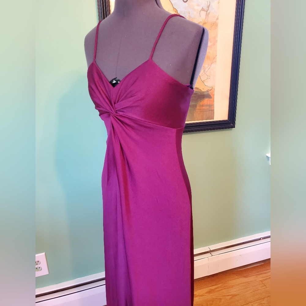 Vintage 70s Union Made Wine Color Evening Gown - Picture 2 of 11